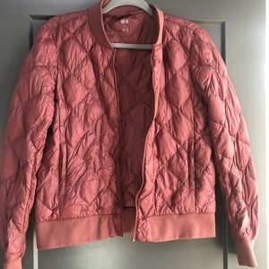 UNQLO rose gold bomber jacket